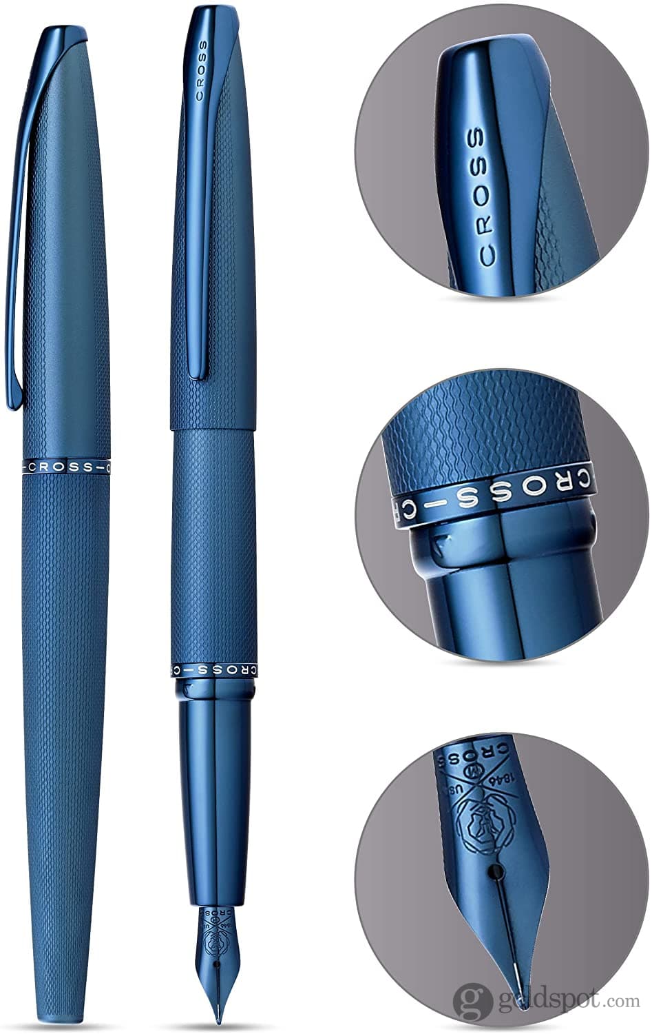 Cross ATX Fountain Pen in Sandblasted Dark Blue PVD with Etched Diamond Pattern - Image 3