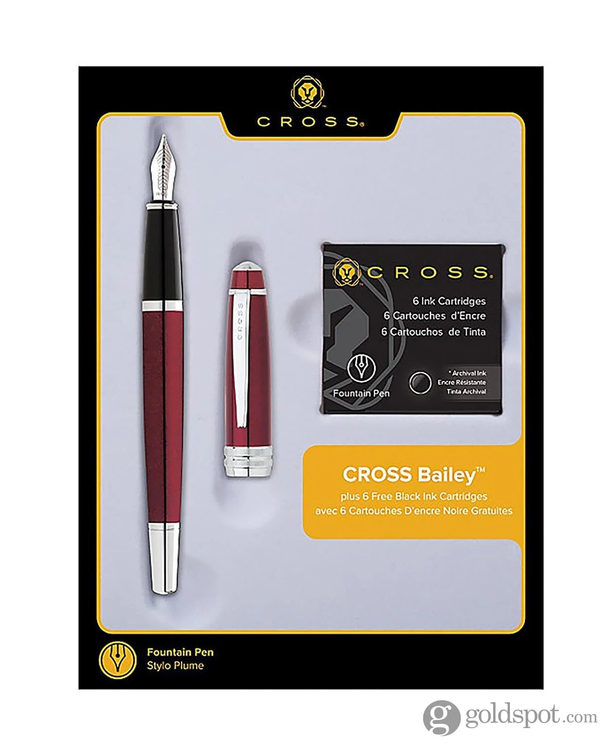Cross Bailey Fountain Pen in Red Lacquer - Medium Point - Image 10