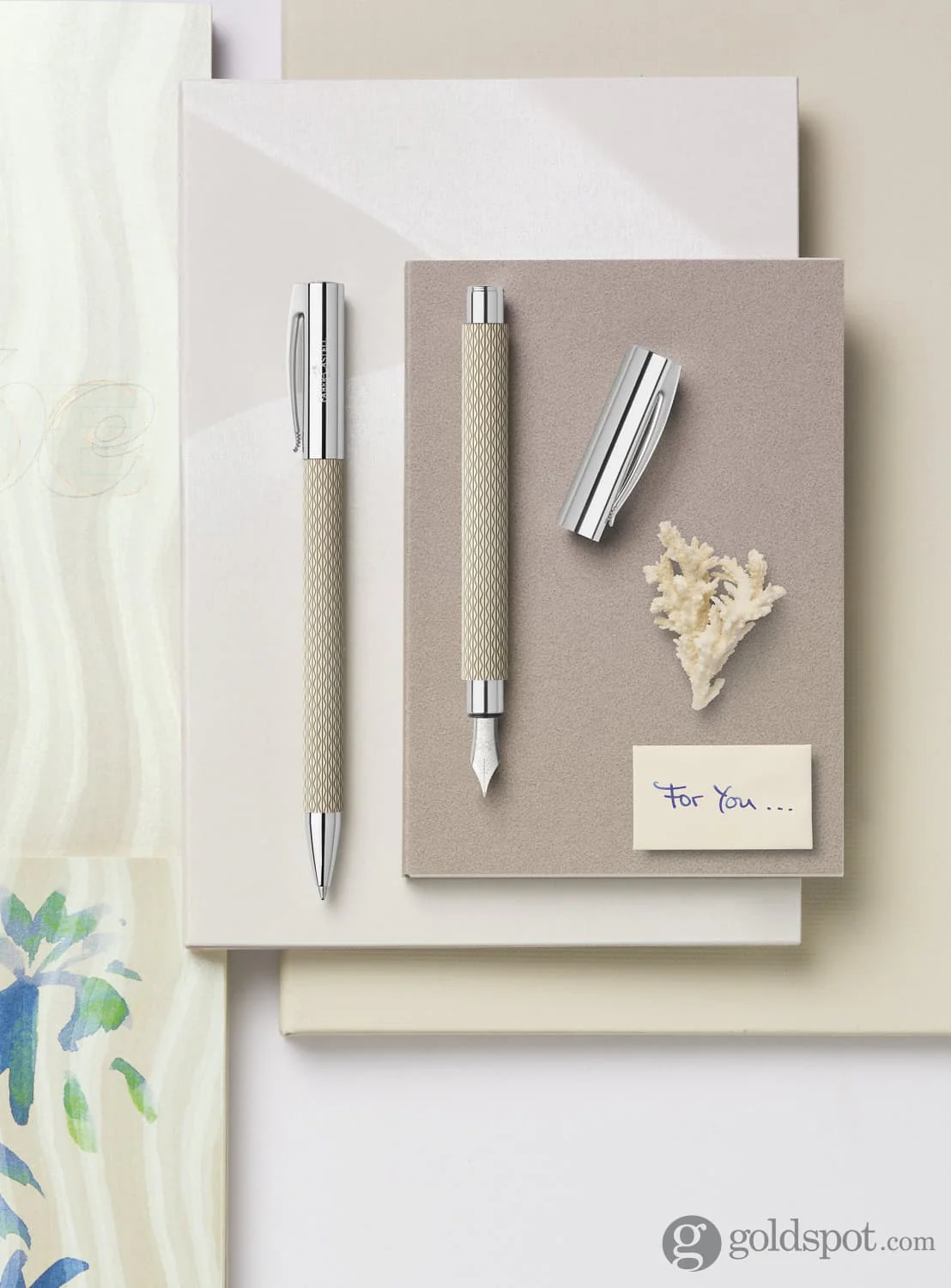 Faber-Castell Ambition OpArt Fountain Pen in White Sand - Medium Point - Image 3