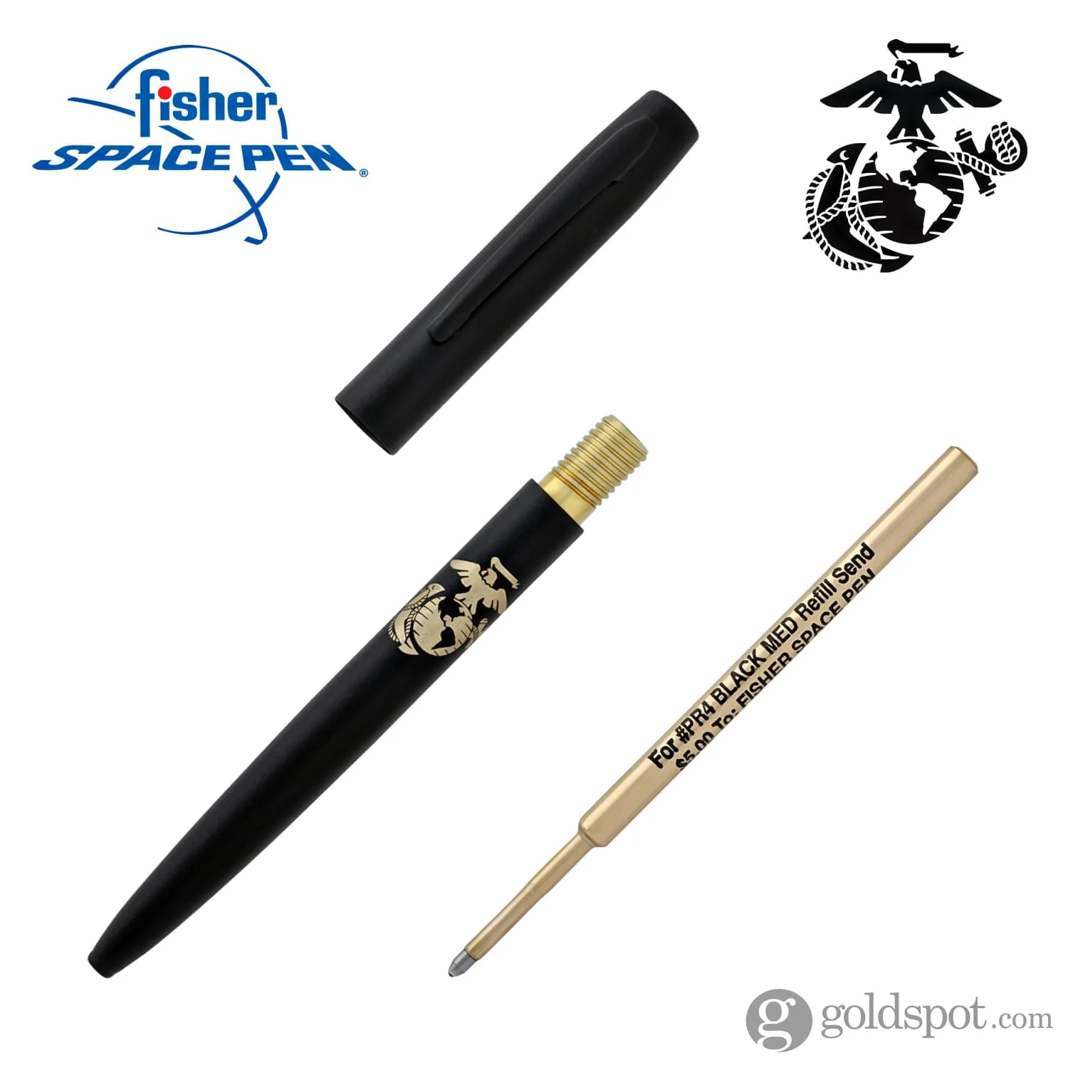 Fisher Space Pen Military Cap-O-Matic Ballpoint Pen with Marines Insignia in Non-Reflective Matte Black - Image 5