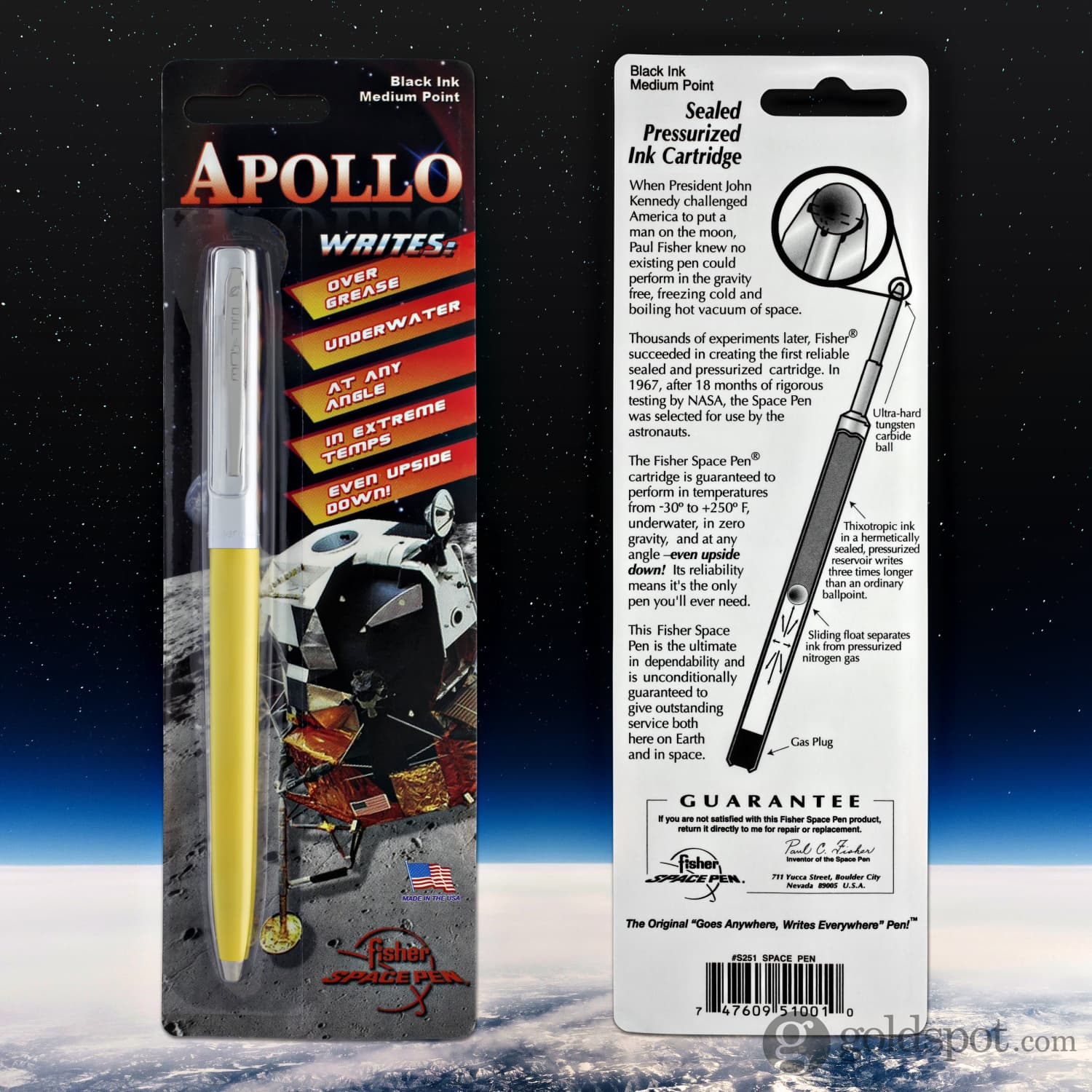 Fisher Space Pen Cap-O-Matic Ballpoint Pen in Yellow & Chrome - Image 5