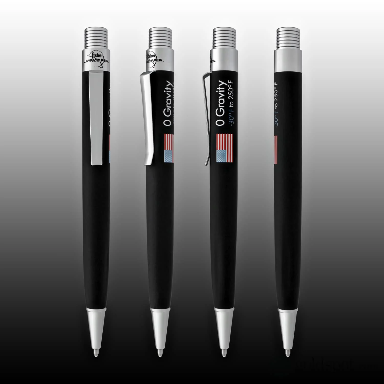 Fisher Space Zero Gravity Ballpoint Pen with American Flag Imprint in Black Rubber Finish - Image 5