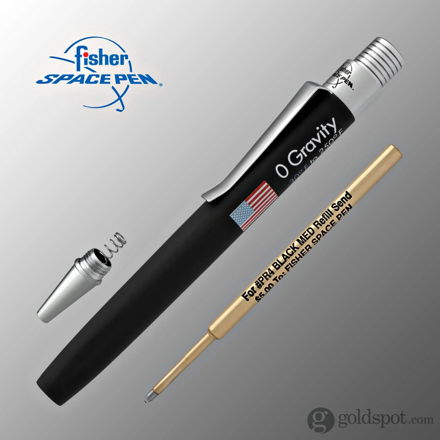 Fisher Space Zero Gravity Ballpoint Pen with American Flag Imprint in Black Rubber Finish - Image 6