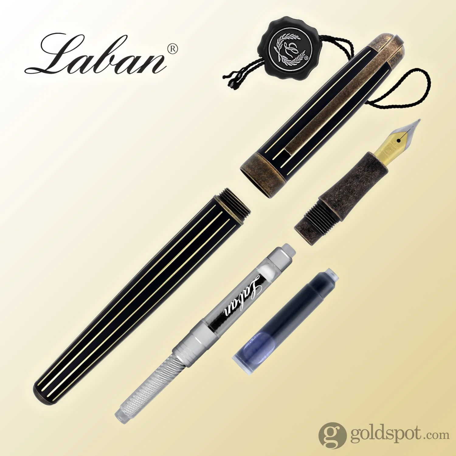 Laban Antique II Fountain Pen in Rose Gold with Lines - Medium Point - Image 6