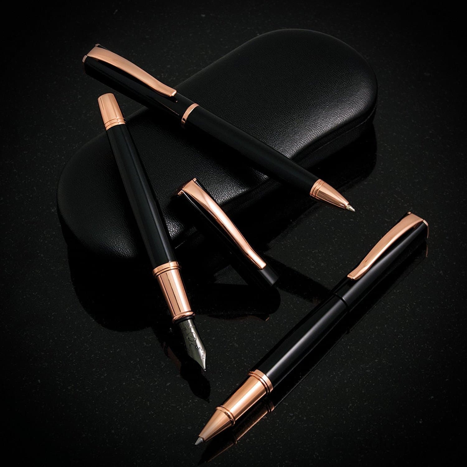 Monteverde Impressa Rollerball Pen in Black with Rose Gold Trim - Image 7