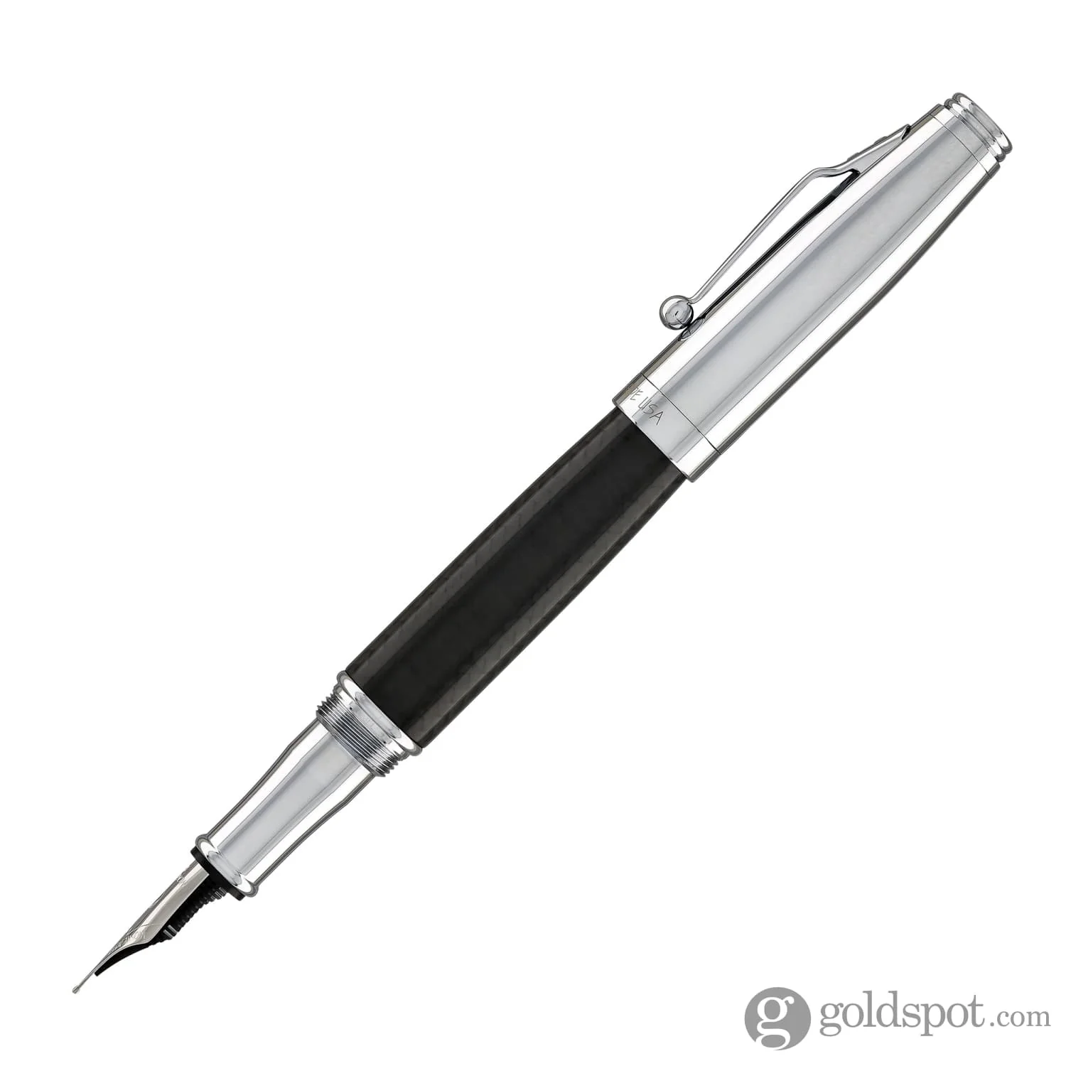 Monteverde Invincia Fountain Pen in Chrome & Carbon Fiber - Medium Point - Image 3