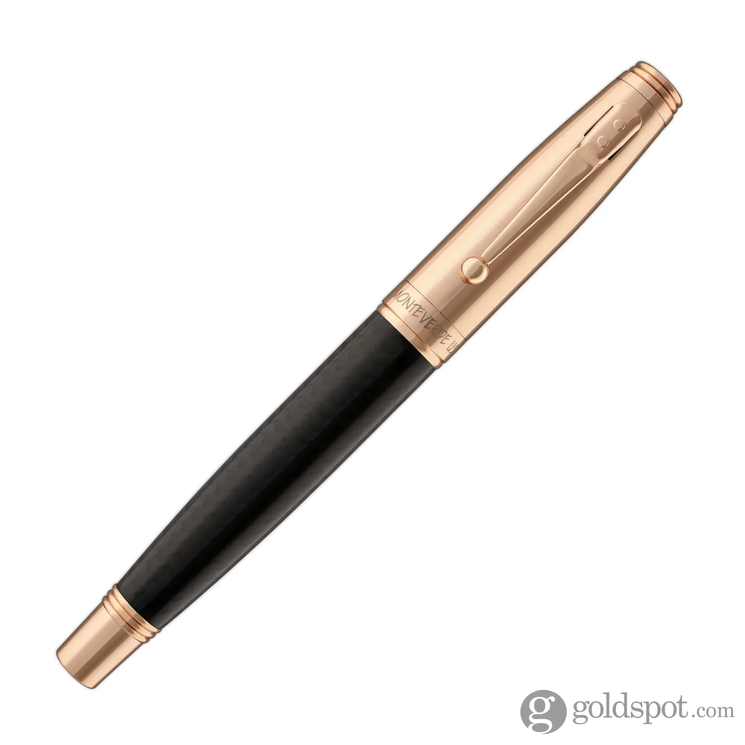 Monteverde Invincia Rollerball Pen in Rose Gold with Carbon Fiber - Image 4