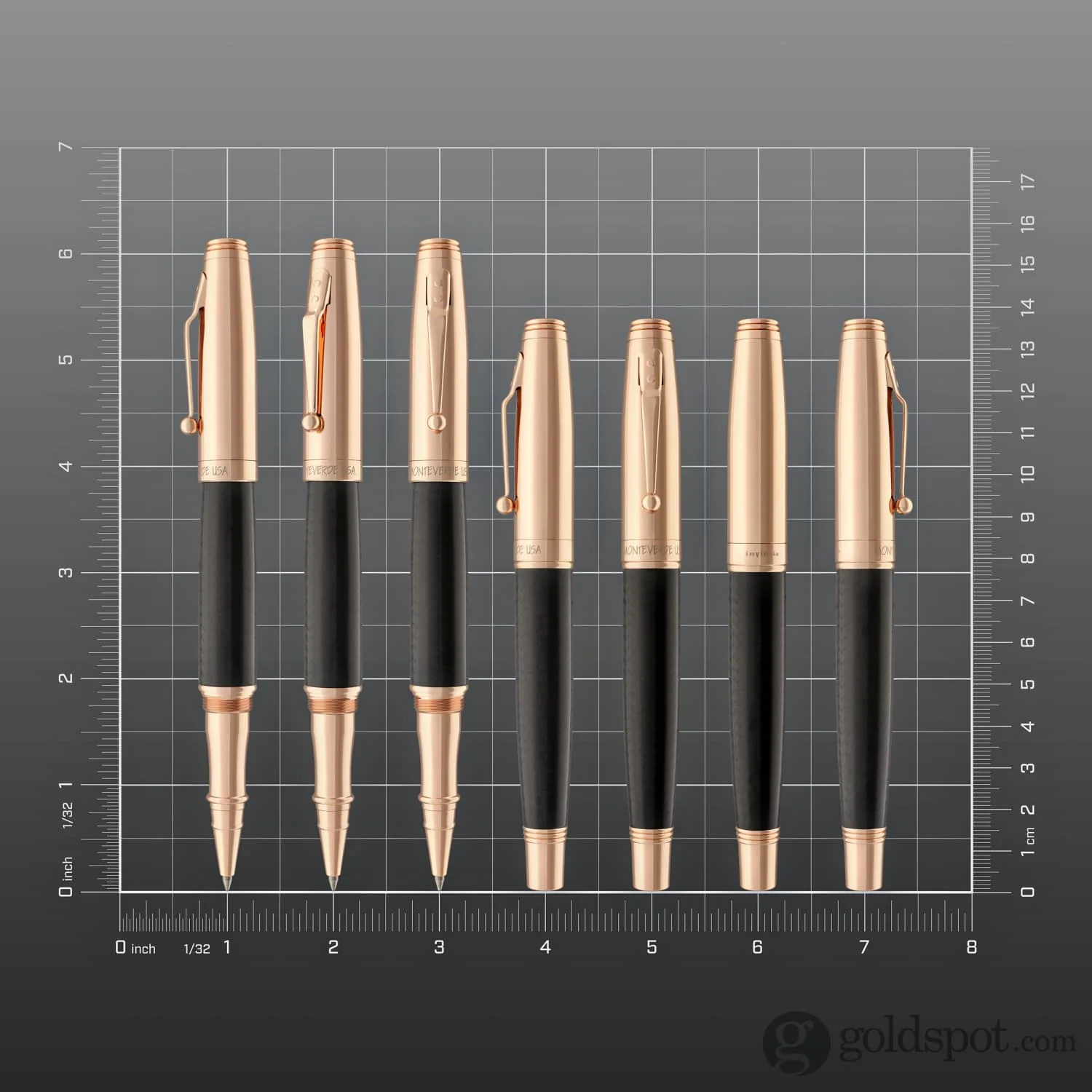 Monteverde Invincia Rollerball Pen in Rose Gold with Carbon Fiber - Image 8