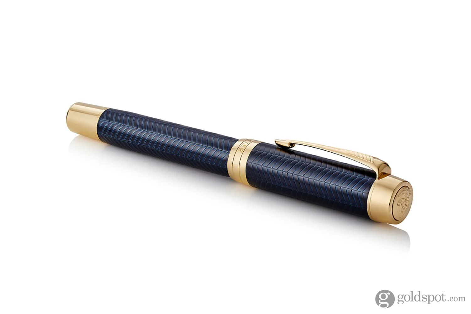 Parker Duofold Centennial Prestige Fountain Pen in Blue Chevron - 18K Gold Medium Point - Image 4