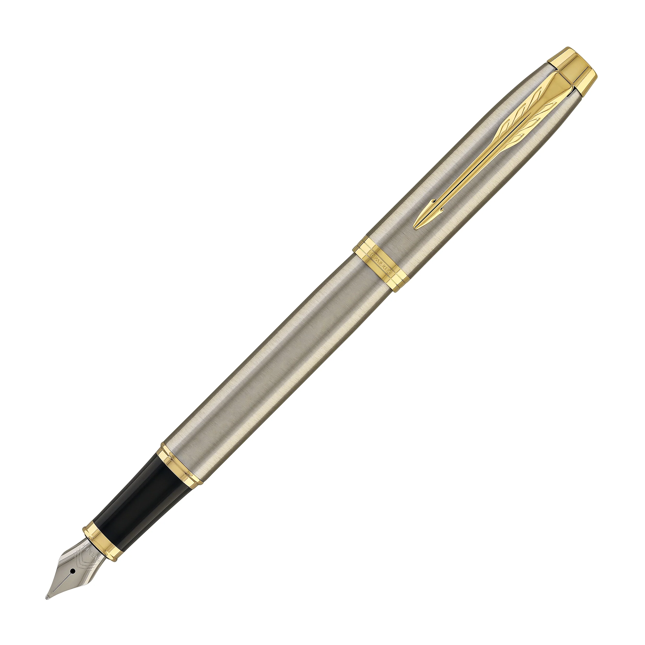Parker IM Fountain Pen in Brushed Metal with Gold Trim - Fine Point - Image 10