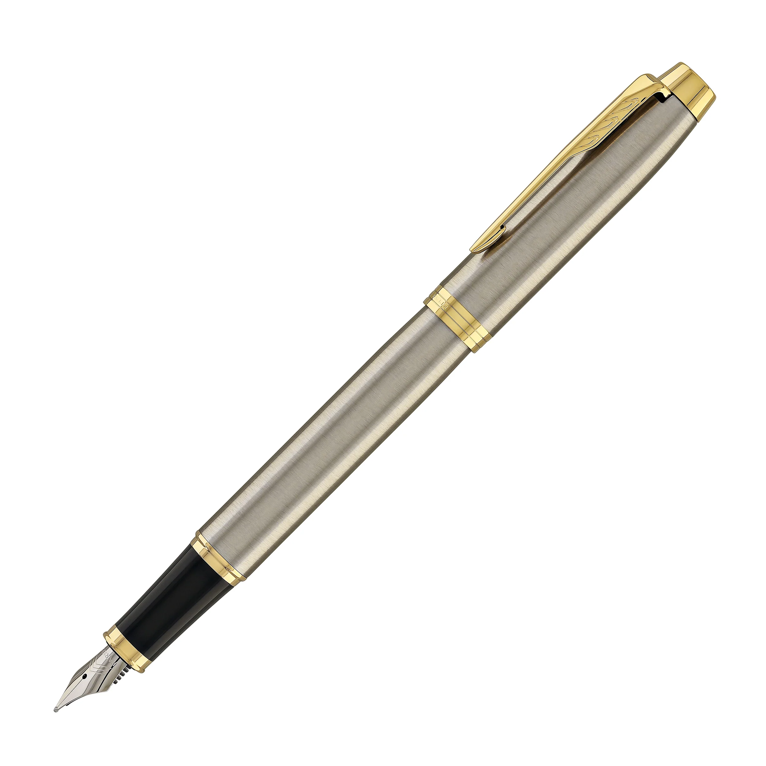 Parker IM Fountain Pen in Brushed Metal with Gold Trim - Fine Point - Image 12