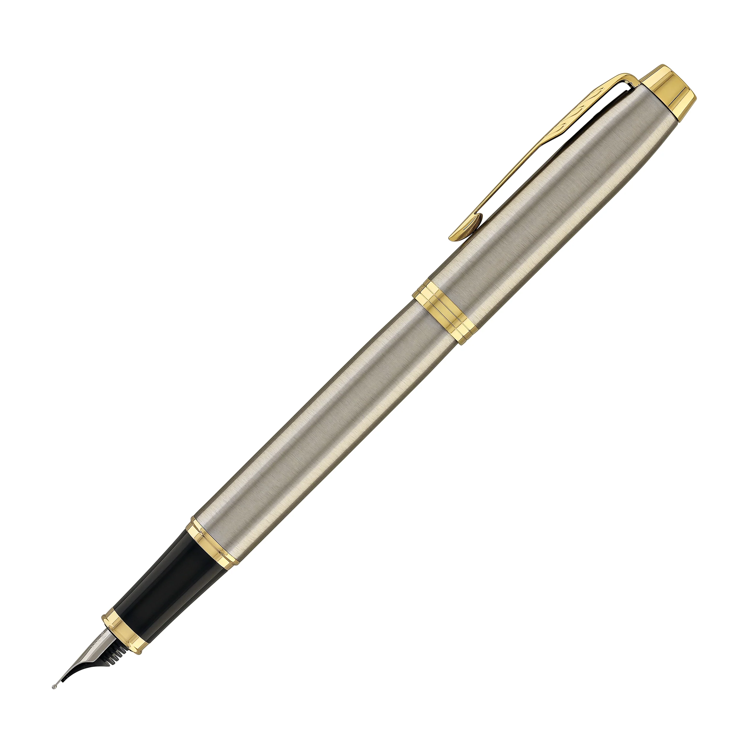 Parker IM Fountain Pen in Brushed Metal with Gold Trim - Fine Point - Image 4