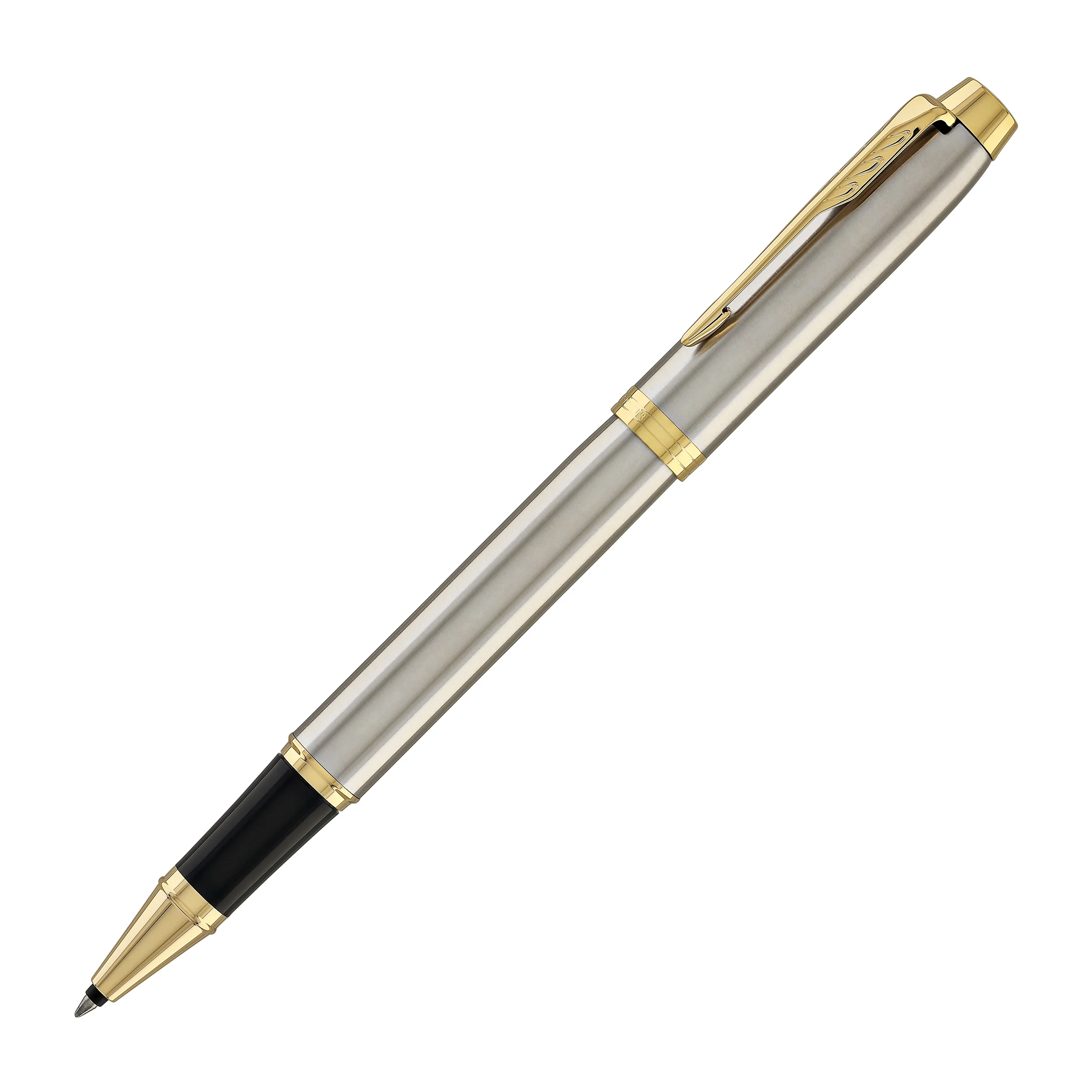 Parker IM Rollerball Pen in Brushed Metal with Gold Trim - Image 3