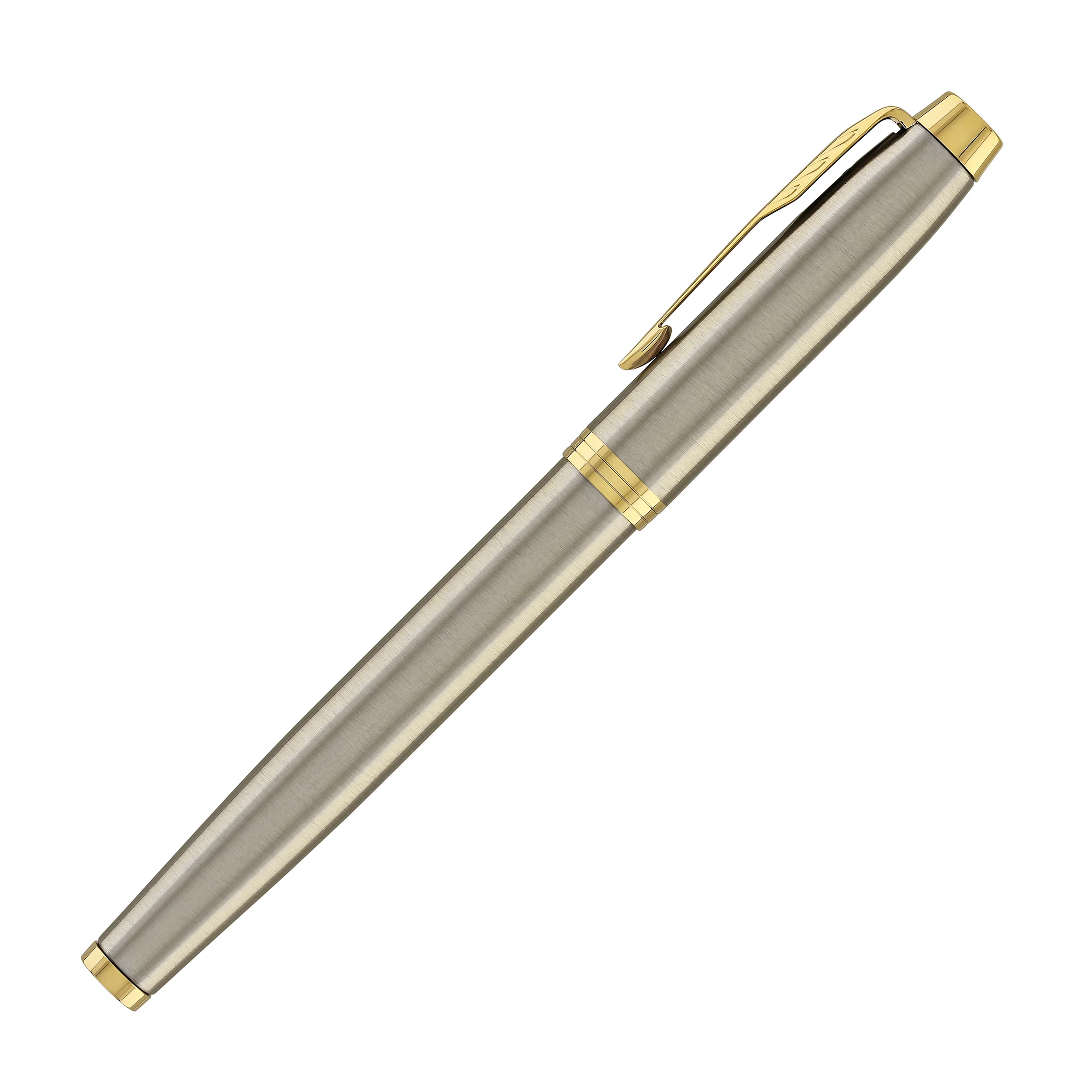 Parker IM Rollerball Pen in Brushed Metal with Gold Trim - Image 5