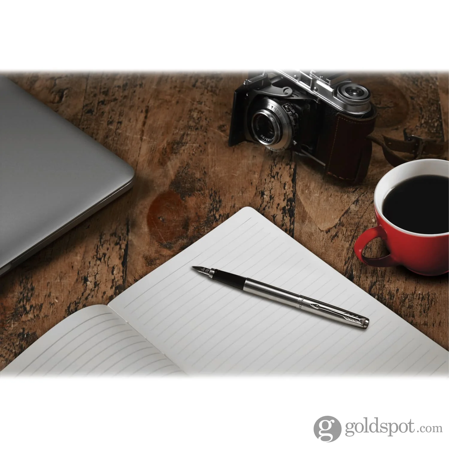 Parker Jotter Fountain Pen in Bond Street Black with Chrome Trim - Medium Point - Image 6
