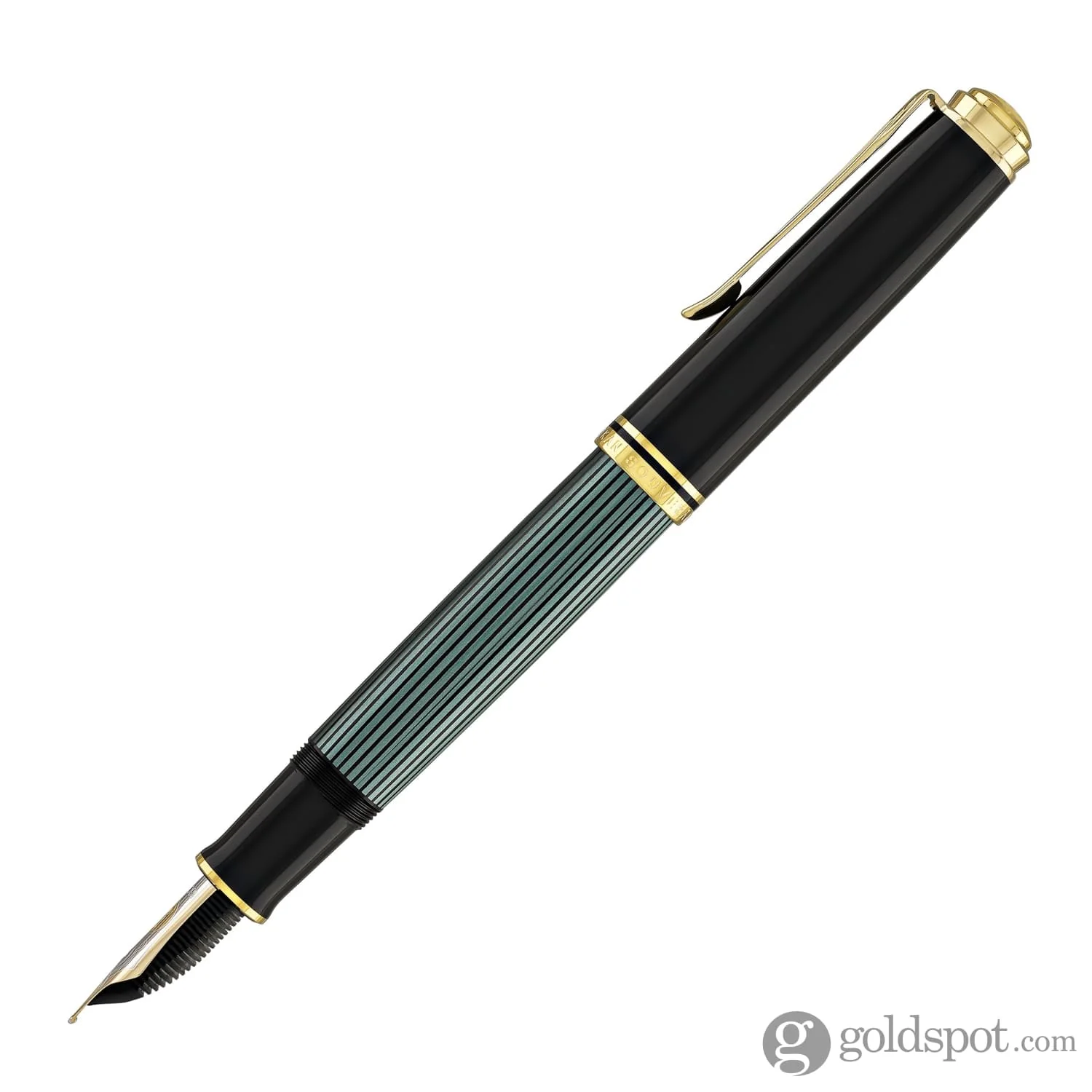 Pelikan Souveran M1000 Fountain Pen in Black & Green - 18K Gold Broad Point - Image 3