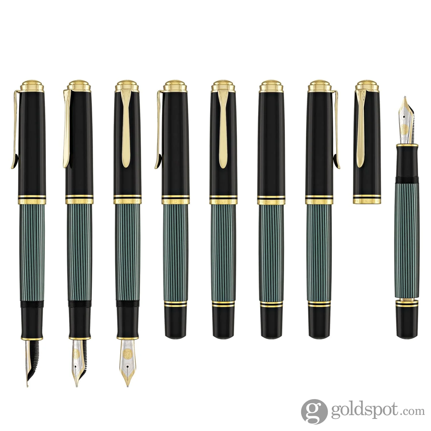 Pelikan Souveran M1000 Fountain Pen in Black & Green - 18K Gold Broad Point - Image 8