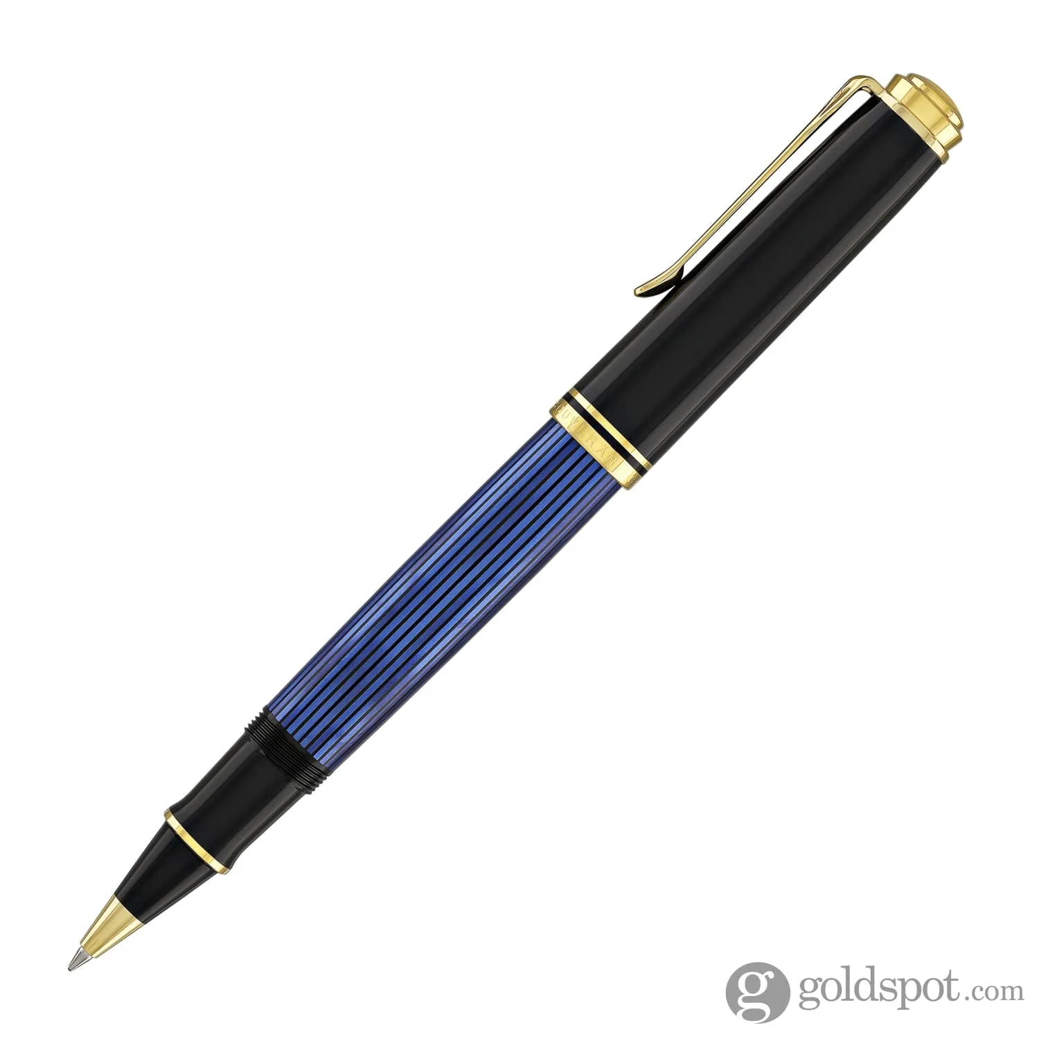 Pelikan Souveran R800 Rollerball Pen in Black & Blue with Gold Trim - Image 3