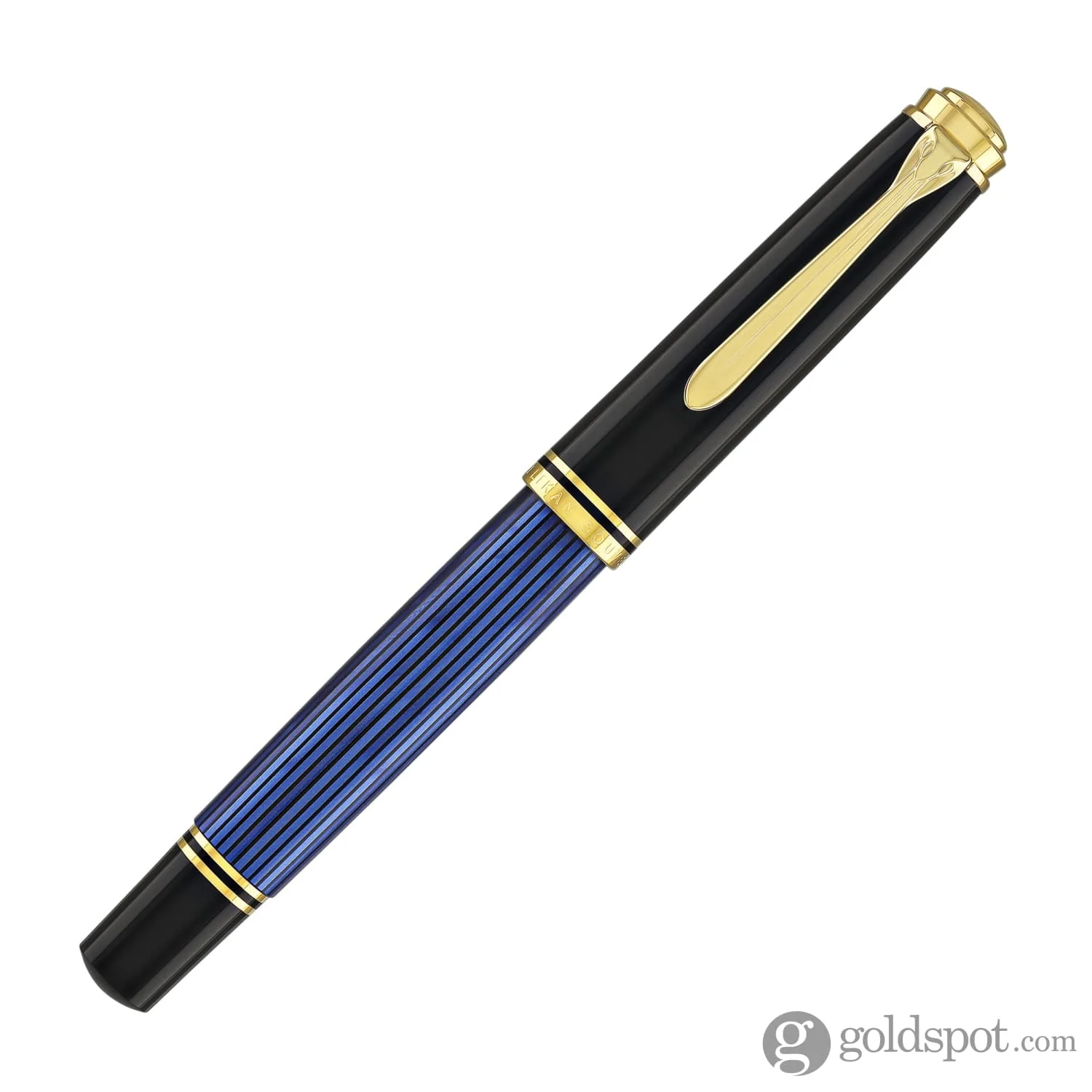 Pelikan Souveran R800 Rollerball Pen in Black & Blue with Gold Trim - Image 4