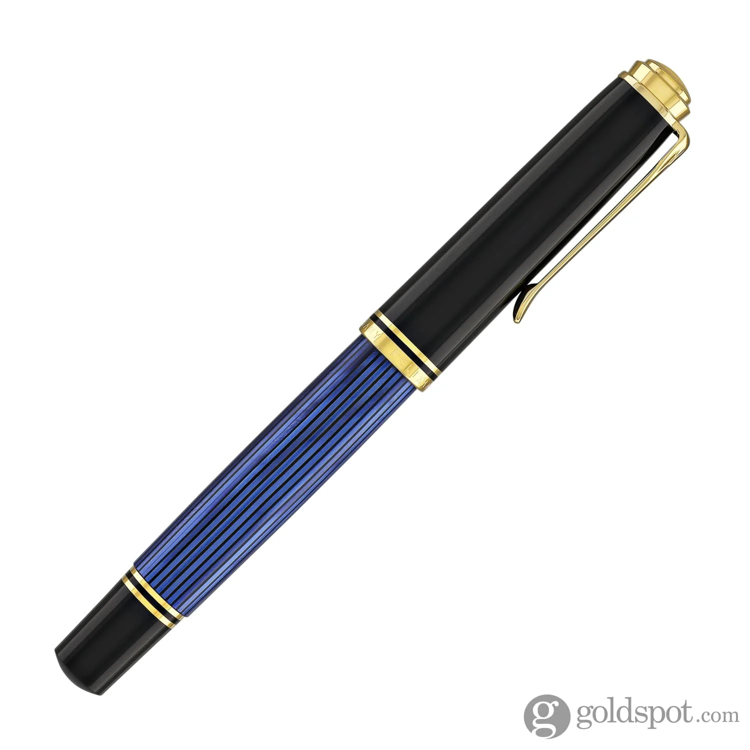 Pelikan Souveran R800 Rollerball Pen in Black & Blue with Gold Trim - Image 6