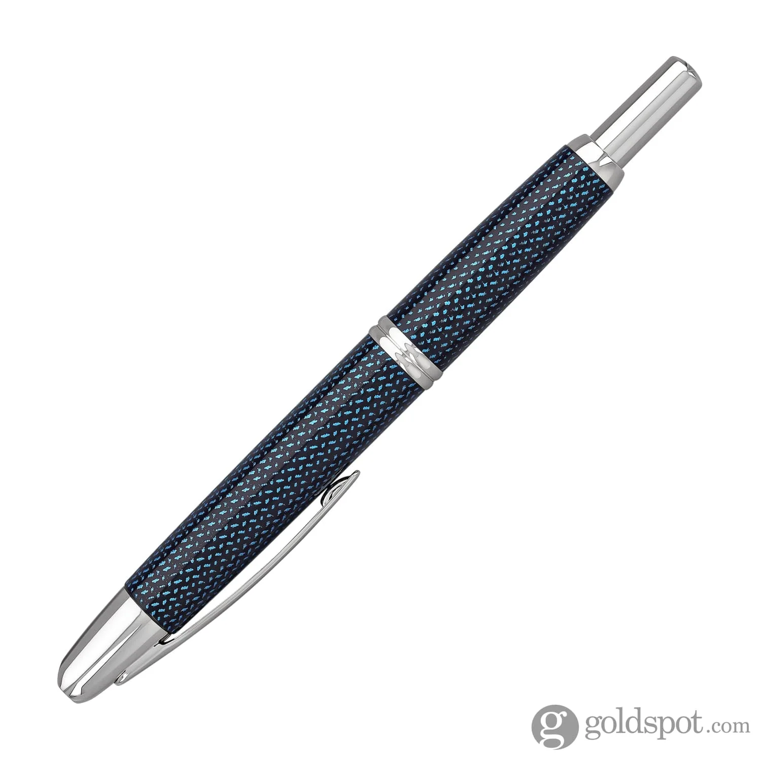 Pilot Vanishing Point Fountain Pen in Blue Carbonesque & Rhodium - 18K Gold - Image 5