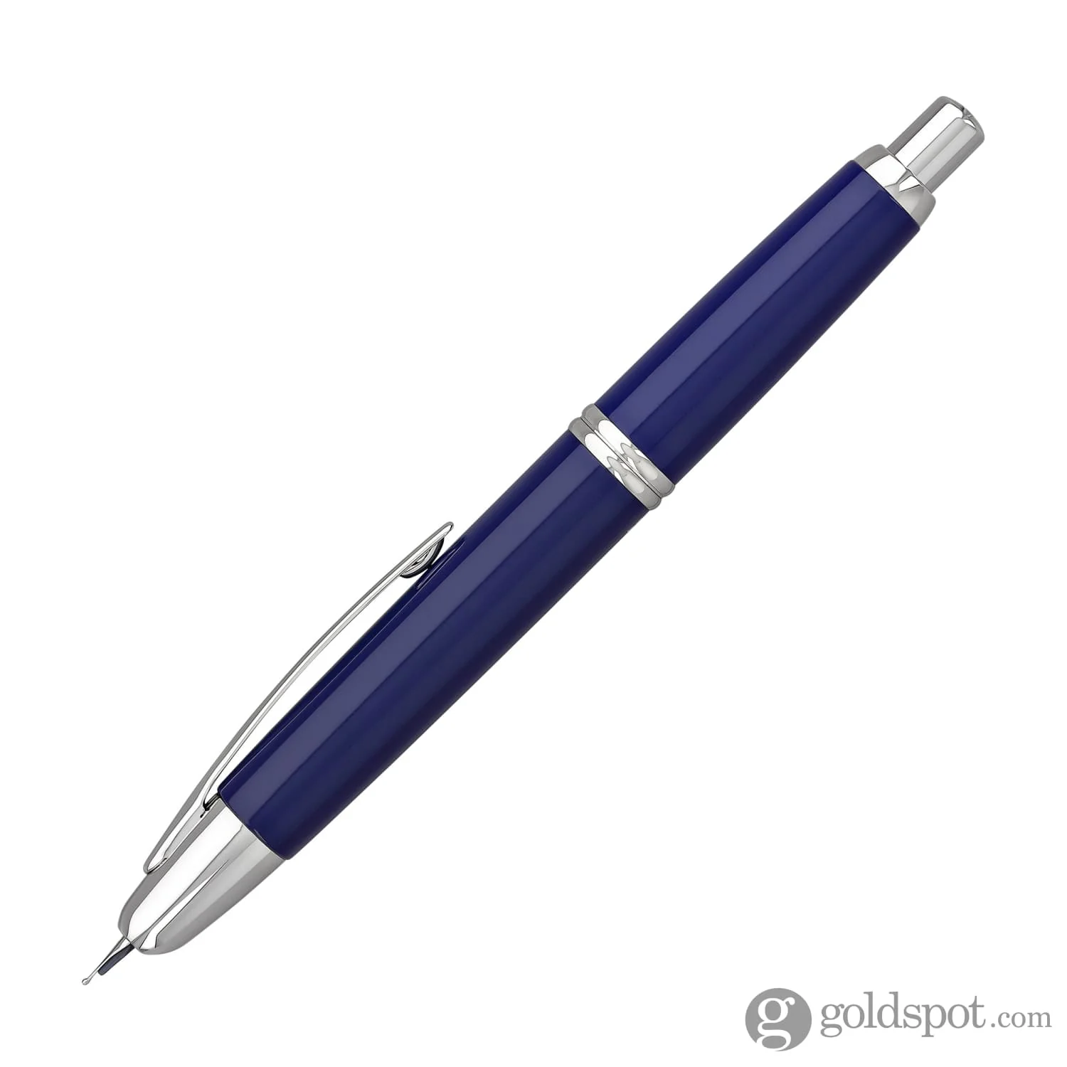 Pilot Vanishing Point Fountain Pen in Blue & Rhodium - 18K Gold - Image 3
