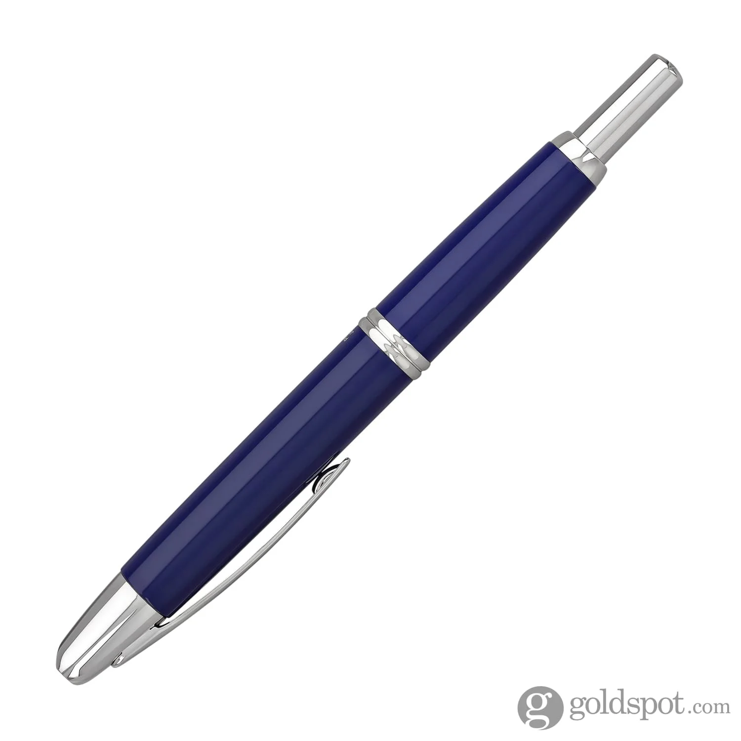 Pilot Vanishing Point Fountain Pen in Blue & Rhodium - 18K Gold - Image 5