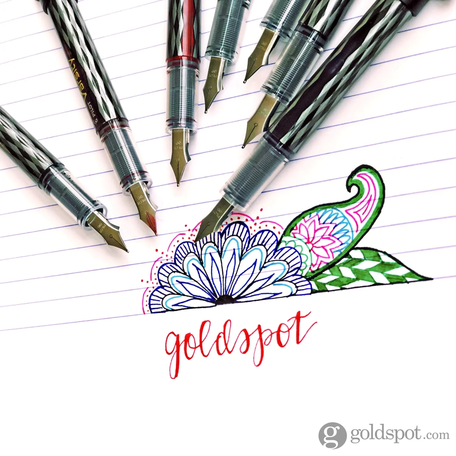 Pilot Varsity Disposable Fountain Pen in Black with Assorted Ink Colors - Medium Point - Pack of 7 - Image 4