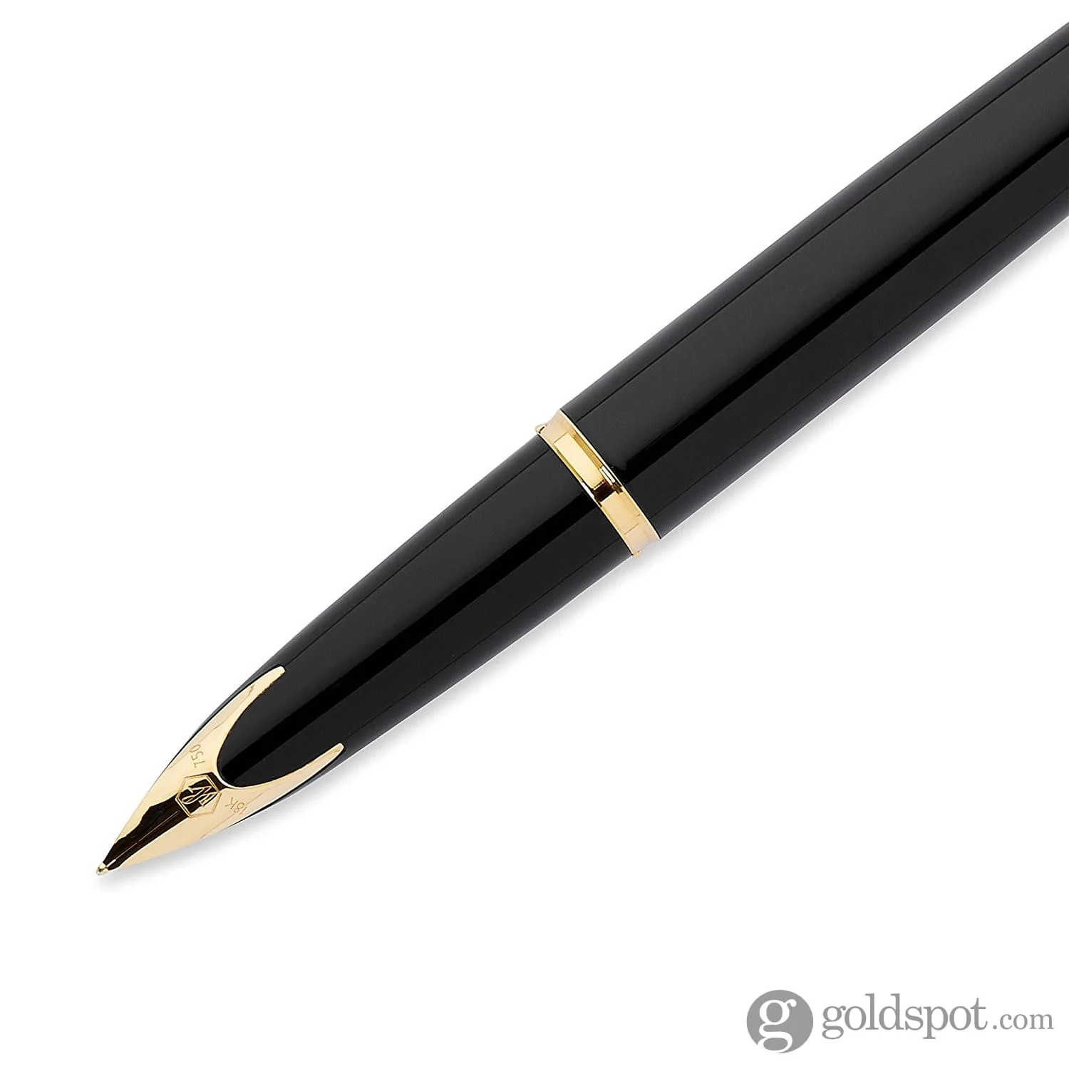 Waterman Carene Fountain Pen in Deluxe Black with Gold Trim - 18K Gold Fine Point - Image 3