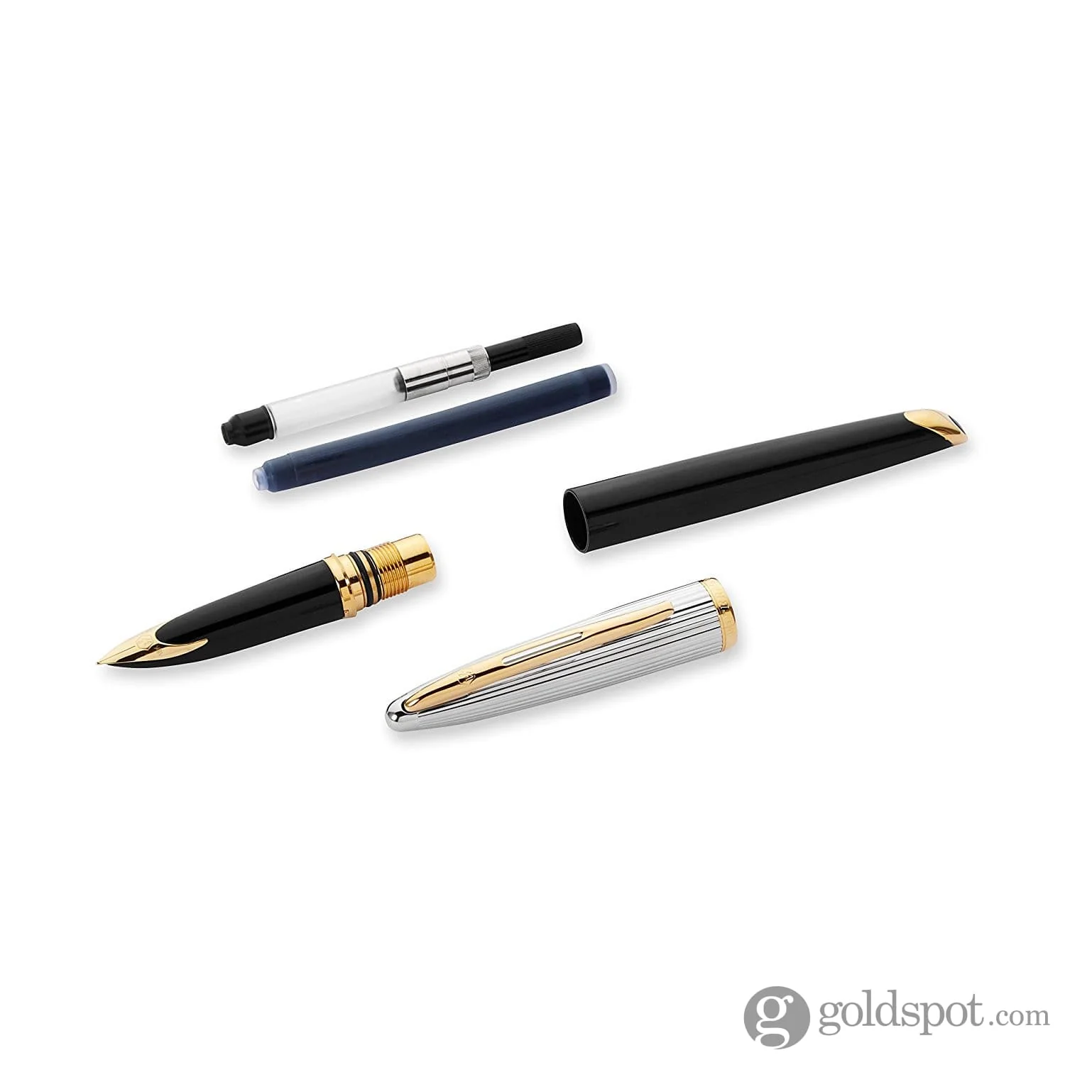 Waterman Carene Fountain Pen in Deluxe Black with Gold Trim - 18K Gold Fine Point - Image 5