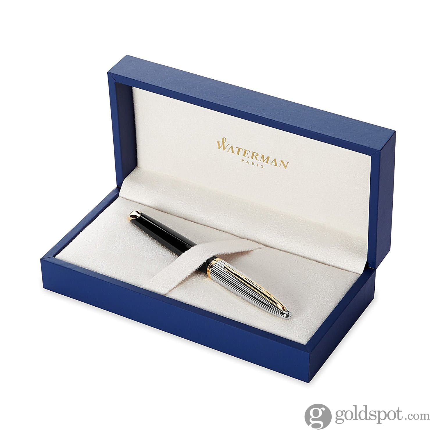 Waterman Carene Fountain Pen in Deluxe Black with Gold Trim - 18K Gold Fine Point - Image 7