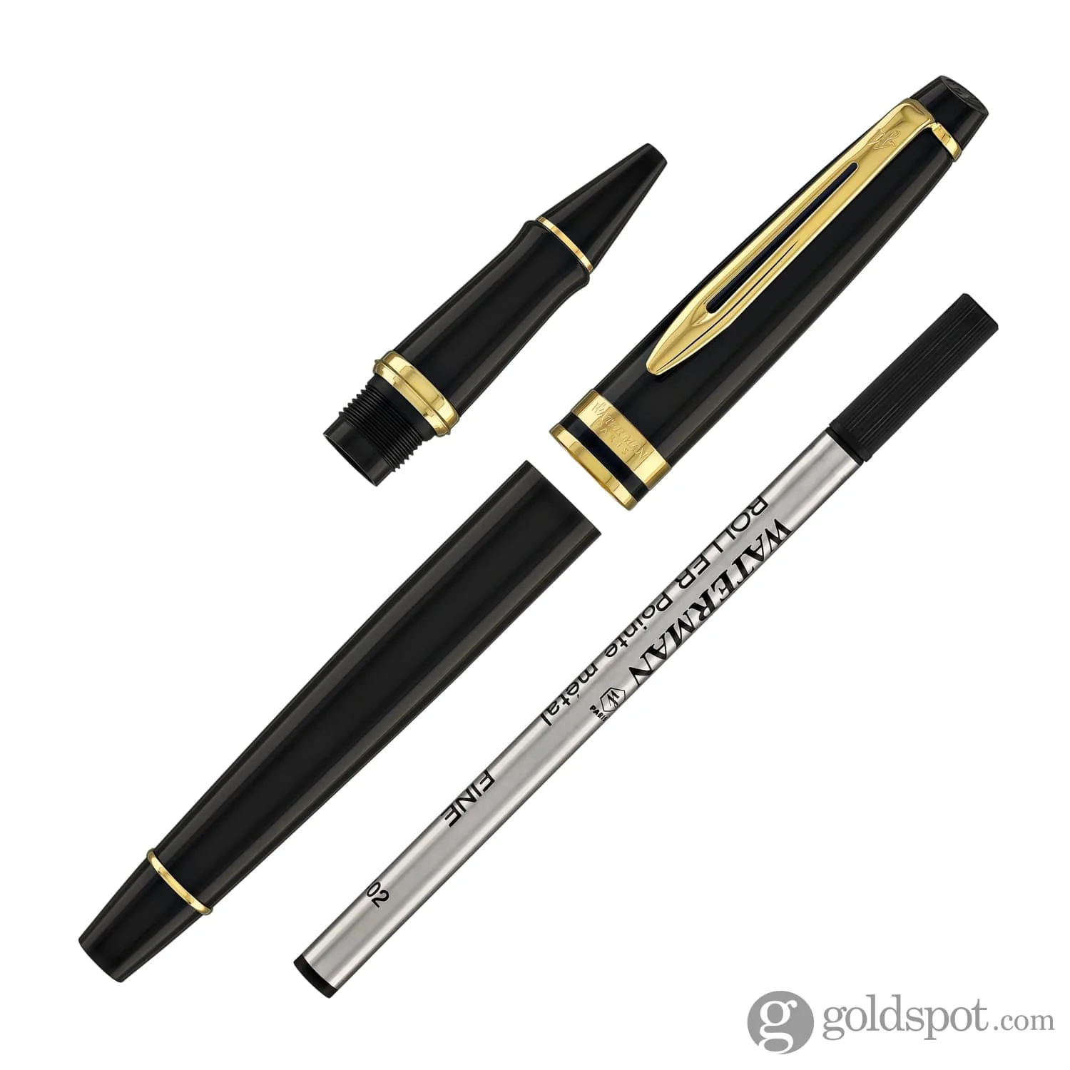 Waterman Expert Rollerball Pen in Black with Gold Trim - Image 7